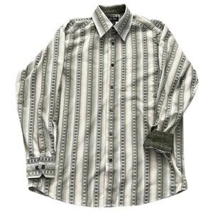 Axcess Claiborne Co Men’s Cream & Olive Stripe Long-Sleeve Button-Down Shirt - M